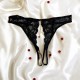 String noir avec bijou couleur aléatoire et chaîne dorée - PA05MBLK