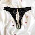 String noir avec bijou couleur aléatoire et chaîne dorée - PA05MBLK