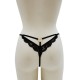 String noir en dentelle avec bijou cœur doré - PA02MBLK