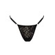 String noir en dentelle avec bijou cœur doré - PA02MBLK