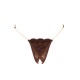 String en dentelle marron ouvert avec chaînes dorées - PA01MBRW