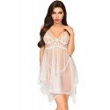 Nuisette et string assorti Blanc Naughty doll - PH0083WHT