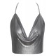 Top métallisé argenté à chaînes - R24504966001
