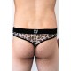 String en résille imprimé léopard gris - LM2501-57GREY