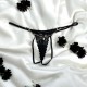 String noir en dentelle avec bijou et chaîne dorée - PM06G-BBLK
