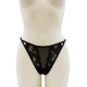 Tanga noir en dentelle avec bijou losanges dorés - PM01GBLK