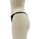 Tanga noir en dentelle avec bijou losanges dorés - PM01GBLK