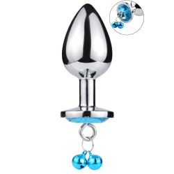 Plug bijou aluminium bleu avec clochettes Taille M - RY-002-A-ZB