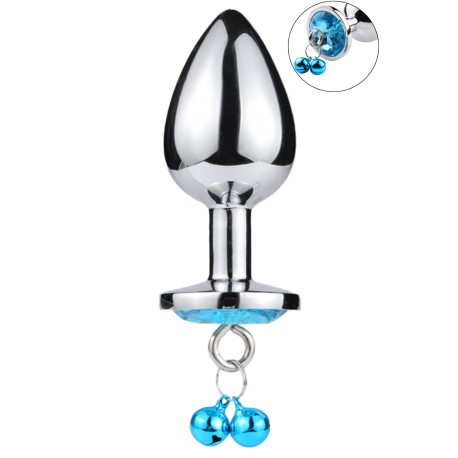 Plug bijou aluminium bleu avec clochettes Taille M - RY-002-A-ZB
