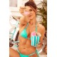 Bikini Turquoise Vinyle avec Chaînettes - MAL67131GLTQ