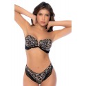 Bikini Bandeau Léopard avec Dentelle - MAL67106LEOP