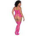 Combinaison grande taille en résille rose - MAL1105XNPK