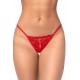 String rouge en dentelle avec perle suspendue - MAL129RED