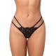 String noir en dentelle à lanières avec anneau - MAL130BLK