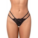 String noir en dentelle à lanières avec anneau - MAL130BLK