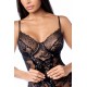 Babydoll gothique en dentelle avec laçage string - MAL7617BLK