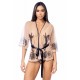 Peignoir sexy en résille imprimée transparente avec string - MAL7615NUBK