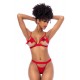 Ensemble 2 pièces Mapalé bonnets ouverts avec nœuds - MAL8901RED
