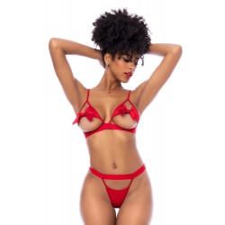 Ensemble 2 pièces Mapalé bonnets ouverts avec nœuds - MAL8901RED