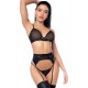 Ensemble 3 pièces noir en résille - MAL2806BLK