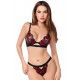 Ensemble sexy 2 pièces en résille transparente brodée et string - MAL8962BKRD