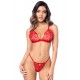 Ensemble sexy 2 pièces en crochet tricoté avec haut ajustable et string - MAL8966RED