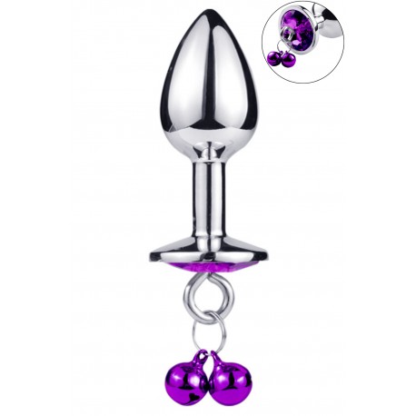 Plug bijou aluminium violet avec clochettes Taille S - RY-001-A-ZB