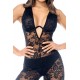 Combinaison sexy en dentelle transparente avec armatures Mapalé - MAL1916BLK