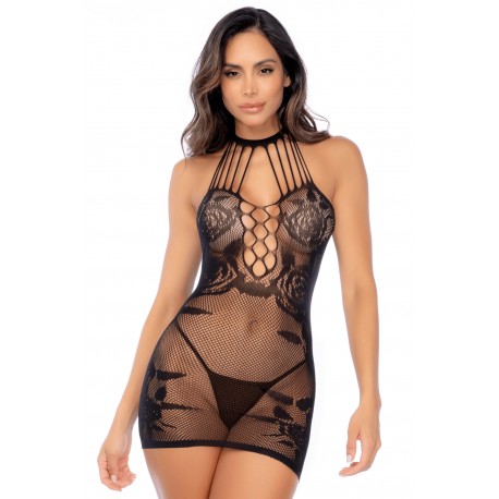 Robe en résille noire florale - Mapalé