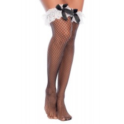 Bas résille noirs style soubrette mi‑cuisse - Mapalé