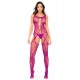 Bodystocking en résille à motif floral, couleur orchidée - Mapalé
