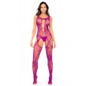 Bodystocking en résille à motif floral, couleur orchidée - Mapalé