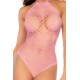 Body rose en résille à motif cœur - Mapalé