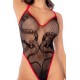 Body en résille noire et rouge à motif serpent - Mapalé