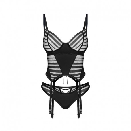 Lune Bellis corset et string - Noirs