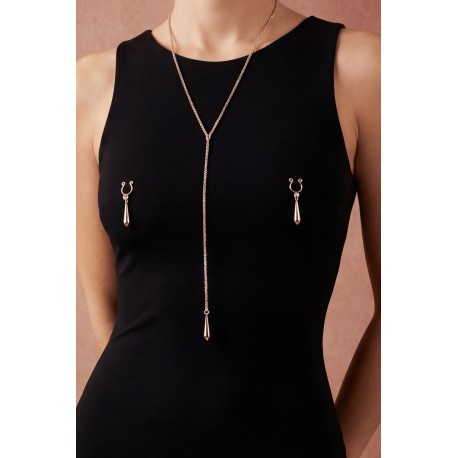 bijoux de corps, pinces de seins goutte et tour de cou chainette - SO-0184