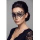 Masque vénitien Elena rigide noir avec strass - HMJ-003BK