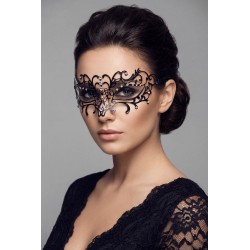 Masque vénitien Elena rigide noir avec strass - HMJ-003BK