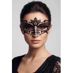 Masque vénitien Asia rigide noir avec strass - HMJ-028BK