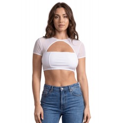 Top court blanc échancré sur le devant - LTK1-WHT