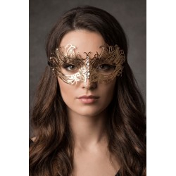 Masque vénitien Greta rigide doré avec strass - HMJ-005B