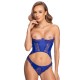 Ensemble corset bustier bleu royal avec string - Cottelli