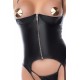Bustier seins nus noir effet wetlook avec porte-jarretelles – Mapalé