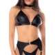 Ensemble lingerie 4 pièces noir effet wetlook – Mapalé