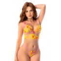 Ensemble lingerie rose et jaune avec soutien-gorge longline brodé – Mapalé