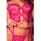Ensemble lingerie rose en dentelle avec porte-jarretelles – Mapalé