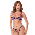 Ensemble lingerie bleu et rose brodé avec lignes épurées – Mapalé