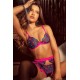 Ensemble lingerie 3 pièces bleu et rose brodé avec sequins – Mapalé