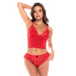 Ensemble 2 pièces rouge dentelle élégance classique – Mapalé