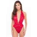 Body string rouge dentelle profond décolleté - René Rofé